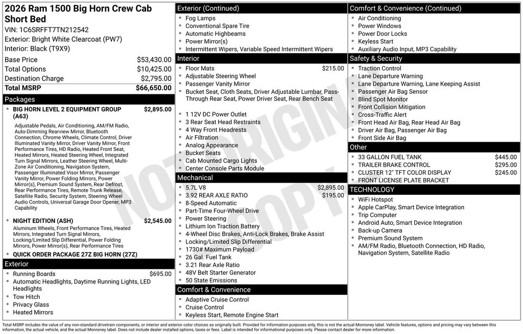 ram ram 1500 pickup 2026 1C6SRFFT7TN212542 image ram ram 1500 pickup 2026 1C6SRFFT7TN212542 image